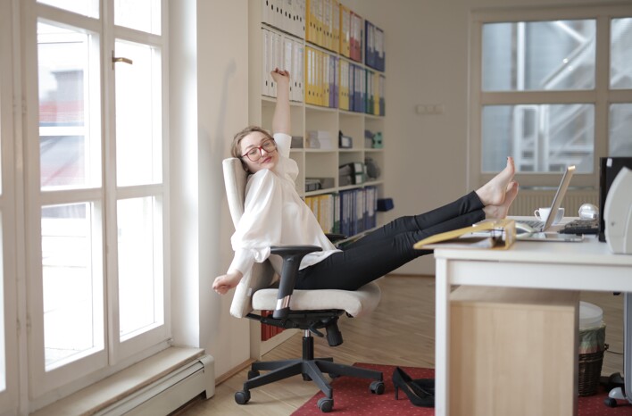 happy woman in an office