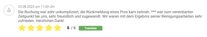 Wecasa-Kundenbewertung über die unkomplizierte Buchung in Österreich