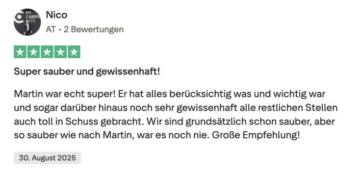 Wecasa-Bewertung von einem Kunden aus Österreich