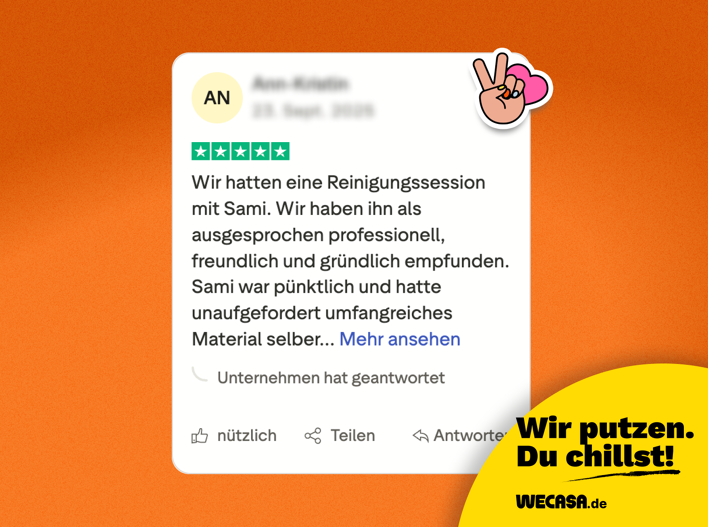 Bewertung der Wecasa-Reinigung von Anna