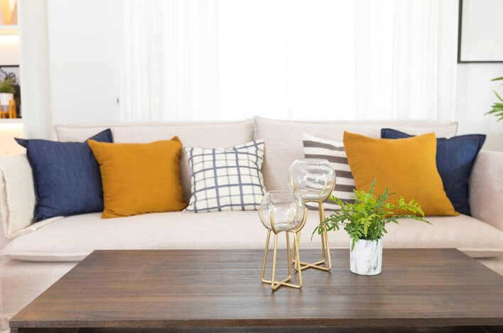 sofa with cushions