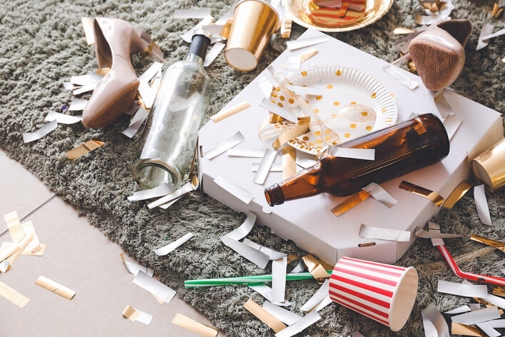 House party living room clutter